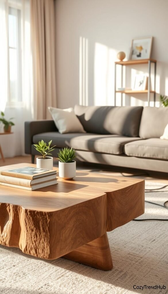 A beautifully styled living room featuring neatly organized cords. In the foreground, a textured wooden coffee table elegantly displays a few decorative books and a small potted plant, showcasing a cozy, inviting ambiance. The middle layer includes a stylish sofa with carefully hidden cables running alongside and beneath it, integrated seamlessly into the decor. Soft, natural light filters through sheer curtains, casting gentle shadows and enhancing the warm, homey atmosphere. A subtle color palette of earth tones provides a calming effect. In the background, a small bookshelf adorned with decorative items further distracts from visible cords, emphasizing the theme of clean cable management. Capturing a Pinterest-style aesthetic, the image reflects a sophisticated and clutter-free environment. CozyTrendHub branding is subtly implied in the decor elements, emphasizing modern home aesthetics. A beautifully styled living room featuring neatly organized cords. In the foreground, a textured wooden coffee table elegantly displays a few decorative books and a small potted plant, showcasing a cozy, inviting ambiance. The middle layer includes a stylish sofa with carefully hidden cables running alongside and beneath it, integrated seamlessly into the decor. Soft, natural light filters through sheer curtains, casting gentle shadows and enhancing the warm, homey atmosphere. A subtle color palette of earth tones provides a calming effect. In the background, a small bookshelf adorned with decorative items further distracts from visible cords, emphasizing the theme of clean cable management. Capturing a Pinterest-style aesthetic, the image reflects a sophisticated and clutter-free environment. CozyTrendHub branding is subtly implied in the decor elements, emphasizing modern home aesthetics.