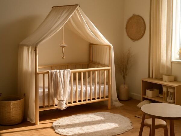 Baldachin Bett Kinderzimmer selbst gestalten leicht gemacht