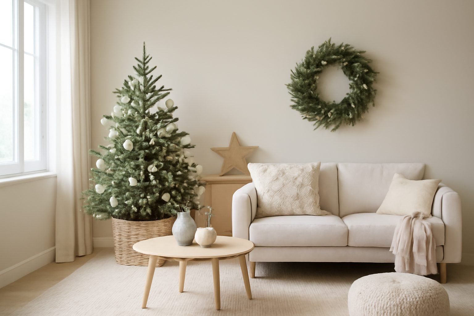 Skandinavische Weihnachtsdeko mit Baby