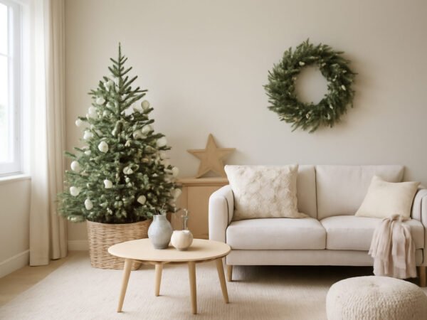 Skandinavische Weihnachtsdeko mit Baby